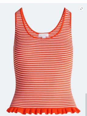Orange & White Striped Ruffle-Hem Tank